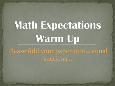 Math Expectations Warm Up