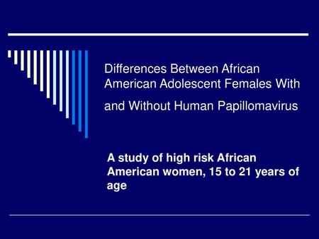 A study of high risk African American women, 15 to 21 years of age