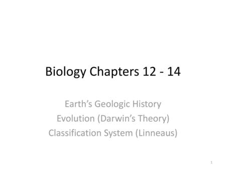 Biology Chapters Earth’s Geologic History