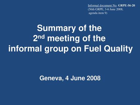 informal group on Fuel Quality