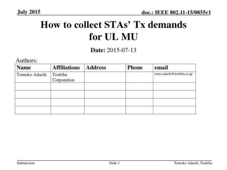How to collect STAs’ Tx demands for UL MU
