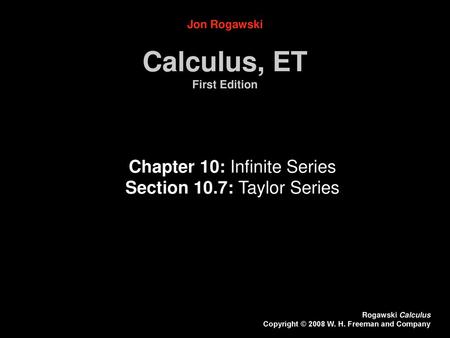 Calculus, ET First Edition