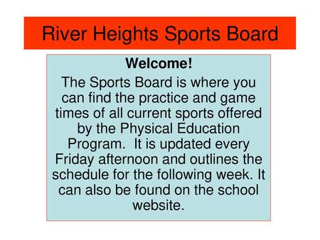 River Heights Sports Board