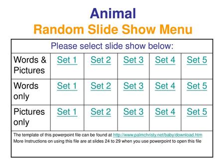 Animal Random Slide Show Menu