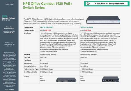 A Solution for Every Network HPE NETWORK PoE Switches PROMO