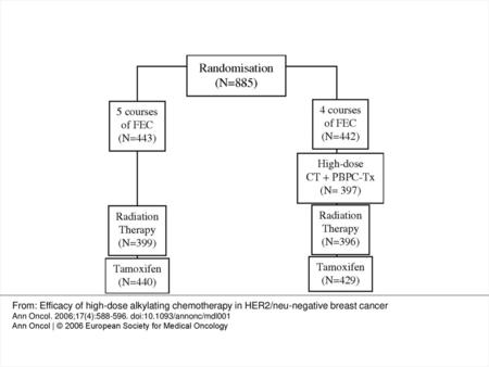 Figure 1. Trial profile. From: Efficacy of high-dose alkylating chemotherapy in HER2/neu-negative breast cancer Ann Oncol. 2006;17(4):588-596. doi:10.1093/annonc/mdl001.