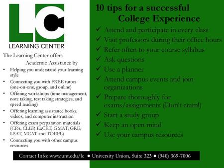 10 tips for a successful College Experience