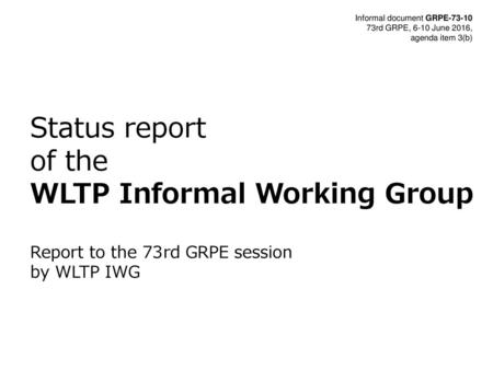 WLTP Informal Working Group
