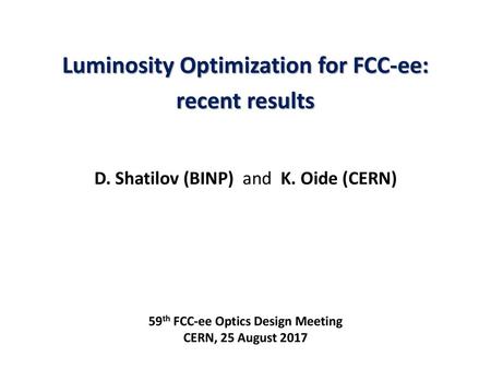 Luminosity Optimization for FCC-ee: recent results