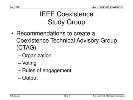 IEEE Coexistence Study Group