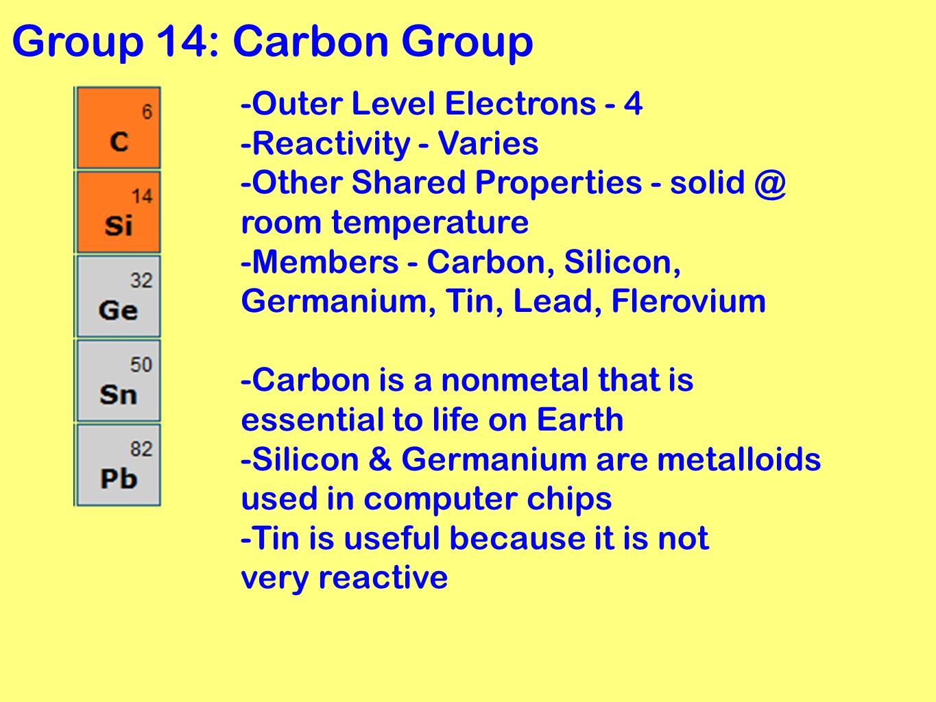 Carbon Group Periodic Table 74