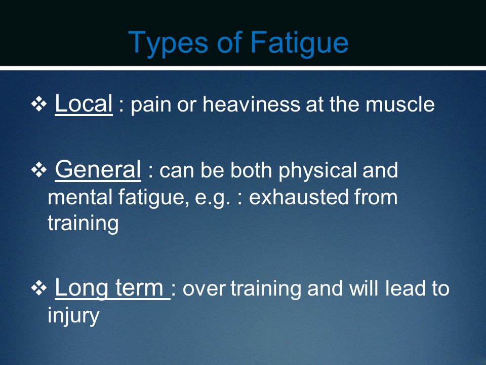 muscle fatigue causes and reduction.