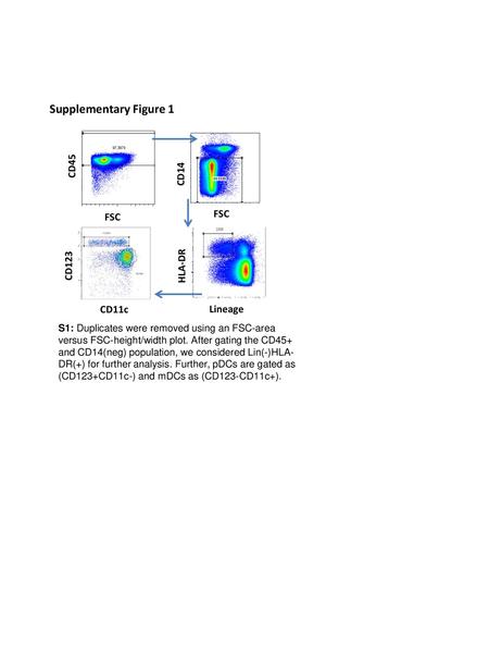 Supplementary Figure 1 CD45 CD14 FSC CD123 HLA-DR CD11c Lineage