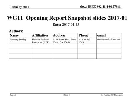 WG11 Opening Report Snapshot slides