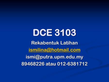 DCE 3103 Rekabentuk Latihan