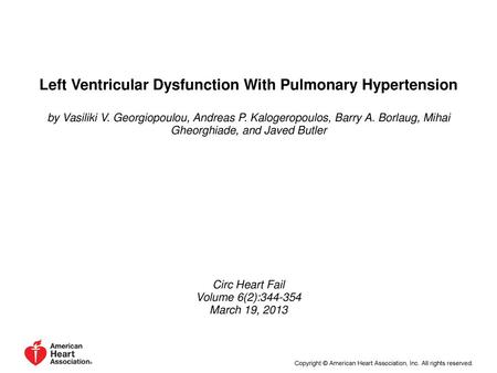 Left Ventricular Dysfunction With Pulmonary Hypertension