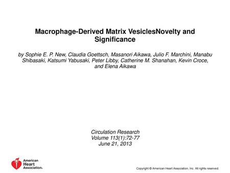 Macrophage-Derived Matrix VesiclesNovelty and Significance