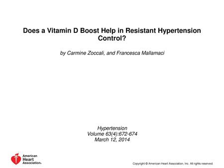 Does a Vitamin D Boost Help in Resistant Hypertension Control?