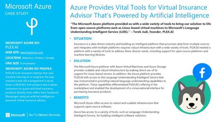 Azure Provides Vital Tools for Virtual Insurance Advisor That’s Powered by Artificial Intelligence “The Microsoft Azure platform provided us with a wide.