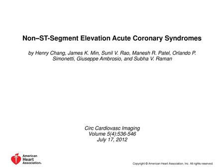 Non–ST-Segment Elevation Acute Coronary Syndromes