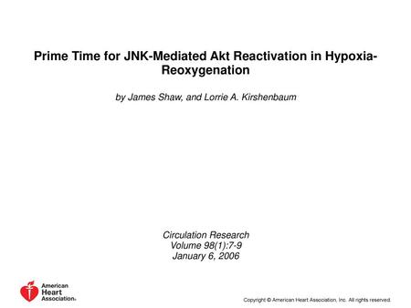 Prime Time for JNK-Mediated Akt Reactivation in Hypoxia-Reoxygenation