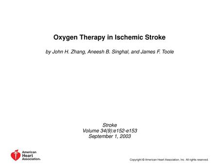 Oxygen Therapy in Ischemic Stroke