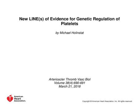 New LINE(s) of Evidence for Genetic Regulation of Platelets