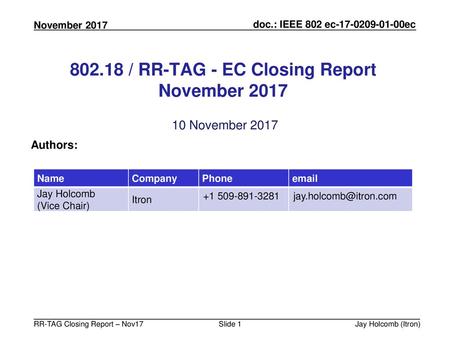 / RR-TAG - EC Closing Report November 2017