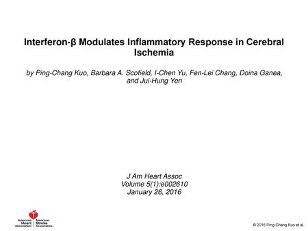 Interferon‐β Modulates Inflammatory Response in Cerebral Ischemia