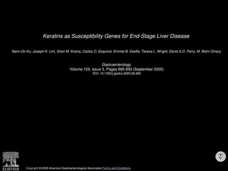 Keratins as Susceptibility Genes for End-Stage Liver Disease