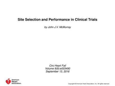 Site Selection and Performance in Clinical Trials