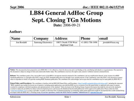 LB84 General AdHoc Group Sept. Closing TGn Motions