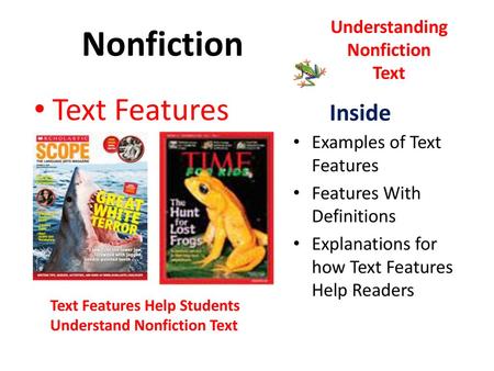 Nonfiction Text Features Inside Understanding Nonfiction Text