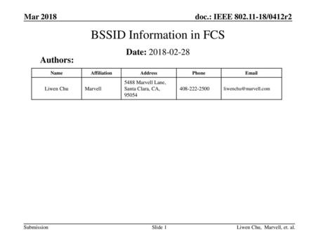 BSSID Information in FCS