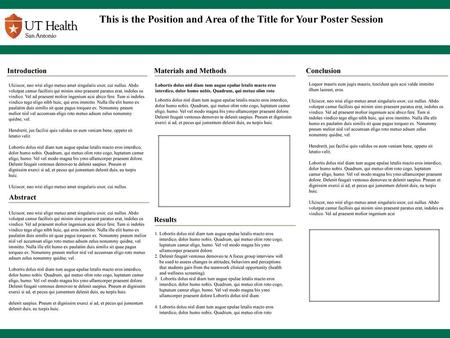 This is the Position and Area of the Title for Your Poster Session