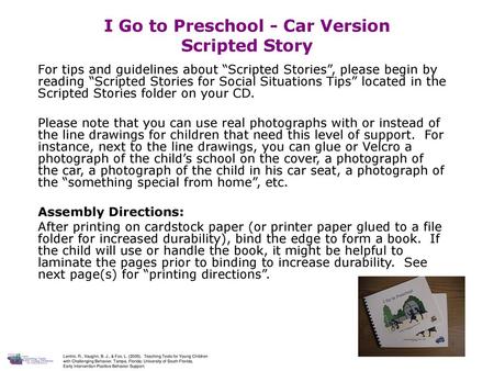I Go to Preschool - Car Version Scripted Story