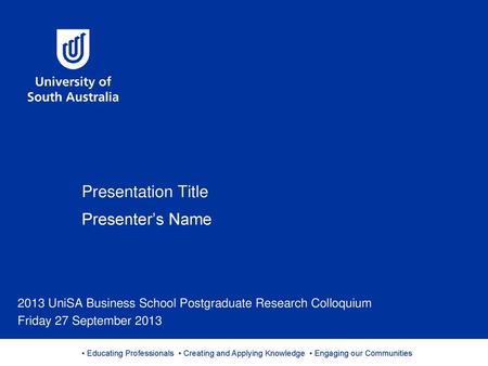 Presentation Title Presenter’s Name