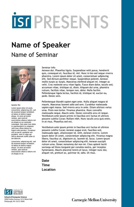 Name of Speaker Name of Seminar Date Time Location Seminar Info