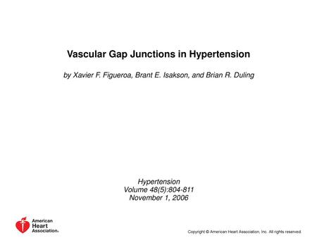 Vascular Gap Junctions in Hypertension