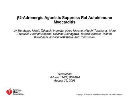 β2-Adrenergic Agonists Suppress Rat Autoimmune Myocarditis