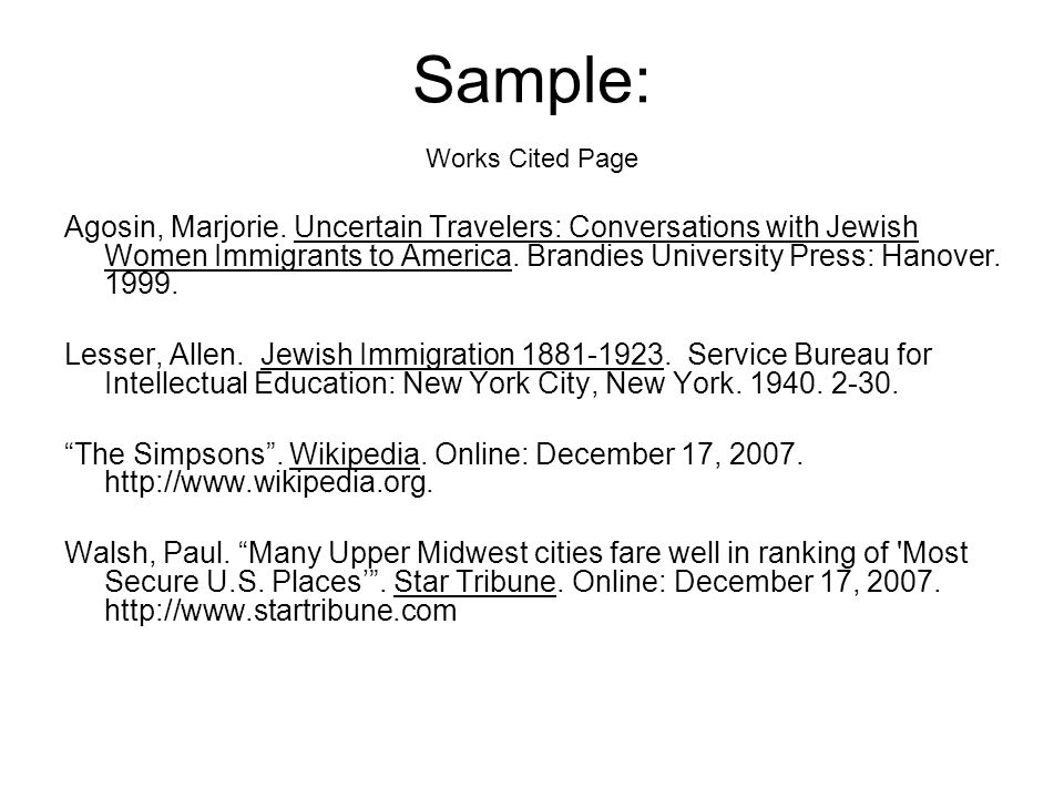 cse works cited page