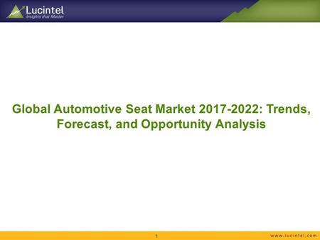 Global Automotive Seat Market : Trends, Forecast, and Opportunity Analysis 1.