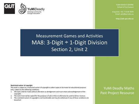 MA8: 3-Digit ÷ 1-Digit Division Section 2, Unit 2