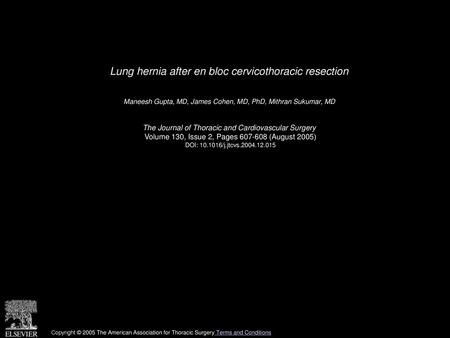 Lung hernia after en bloc cervicothoracic resection