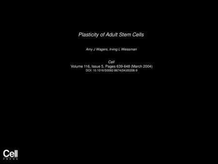 Plasticity of Adult Stem Cells