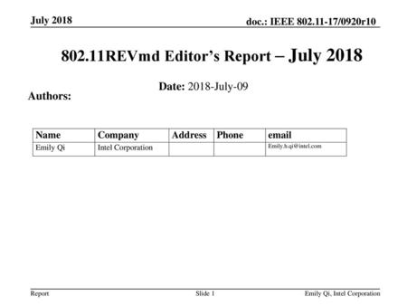 802.11REVmd Editor’s Report – July 2018