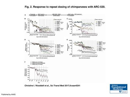 Fig. 2. Response to repeat dosing of chimpanzees with ARC-520.