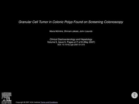Granular Cell Tumor in Colonic Polyp Found on Screening Colonoscopy