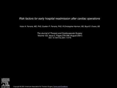 Risk factors for early hospital readmission after cardiac operations