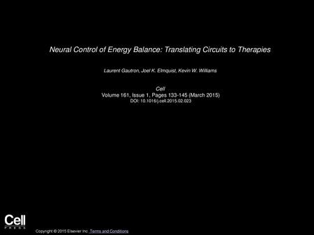 Neural Control of Energy Balance: Translating Circuits to Therapies